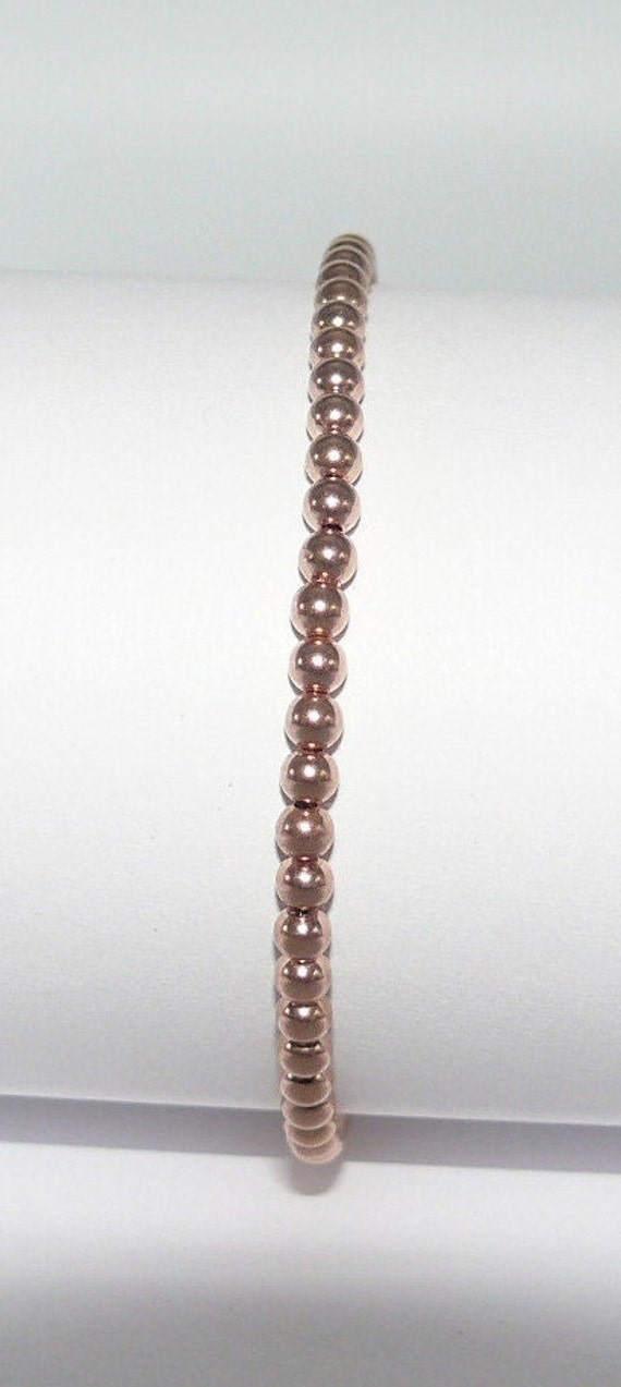 3mm 14k Rose Gold-Filled Beaded Bracelet 6.5" Long