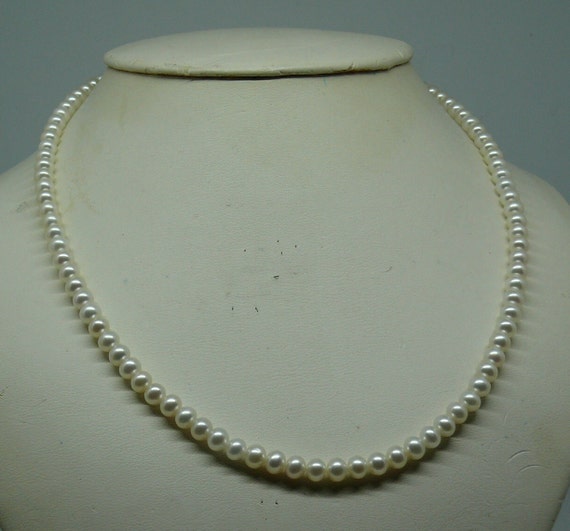 Freshwater White 4.5mm - 5.0mm Pearl Necklace with 14k White Gold Clasp 17"