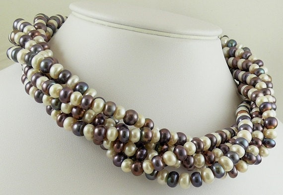 Freshwater Multicolor Pearl Necklace With Silver Clasp 18" Long