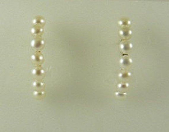 Freshwater White 3.6mm - 3.8mm Pearl Earring 14k Yellow Gold Post and Push Backs