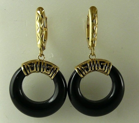 Black Onyx Earring 14k Yellow Gold