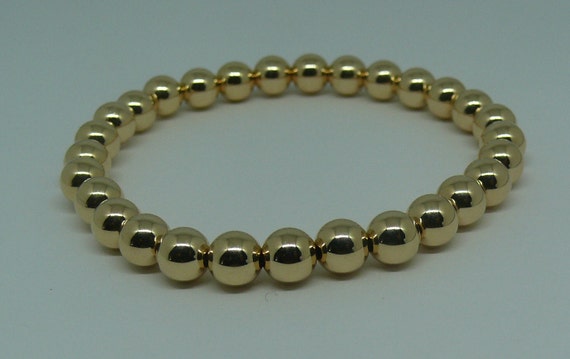 7mm 14k Gold Filled Beaded Bracelet 7 1/2" Long