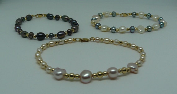 Freshwater Pearl III Bracelet Set with 14k Gold Filled Beads & Clasp