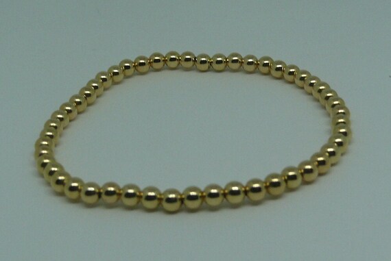 4mm 14k Gold Filled Beaded Bracelet 7" Long