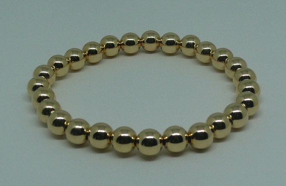 7mm 14k Gold Filled Beaded Bracelet 7" Long