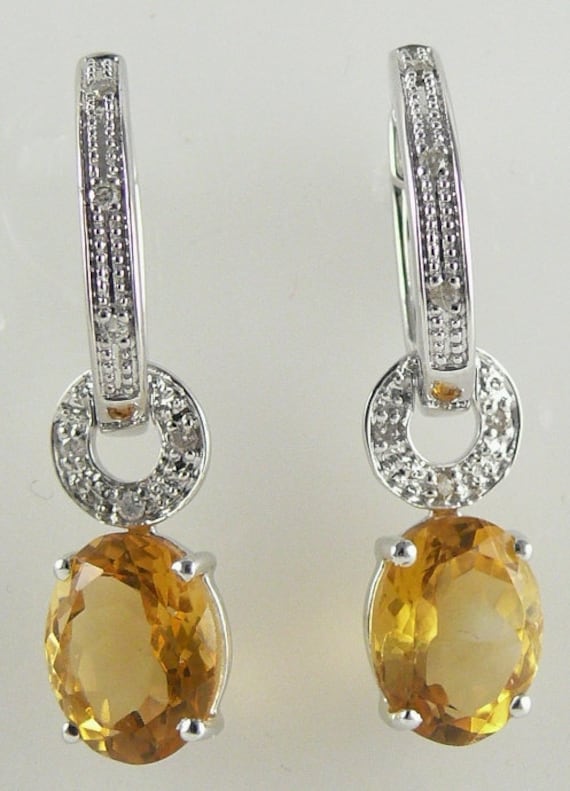 Citrine 4.51ct Earring with Diamonds 0.09ct 18k White Gold