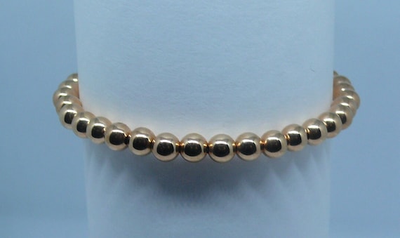 5mm 14k Rose Gold-Filled Beaded Bracelet 7" Long