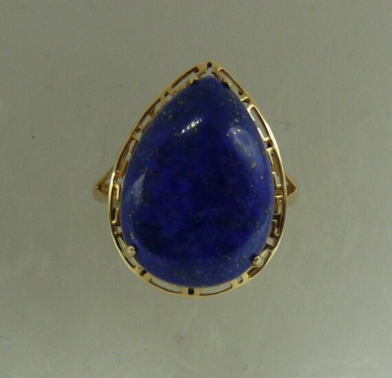 Lapis 13.1 mm x 18.2 mm Ring 14k Yellow Gold