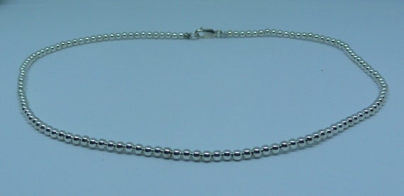 3mm Sterling Silver Beaded Necklace 15" Long