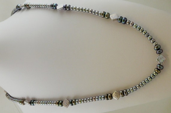 Freshwater Black and Gray Pearl 5 - 10mm Necklace 47 Inches