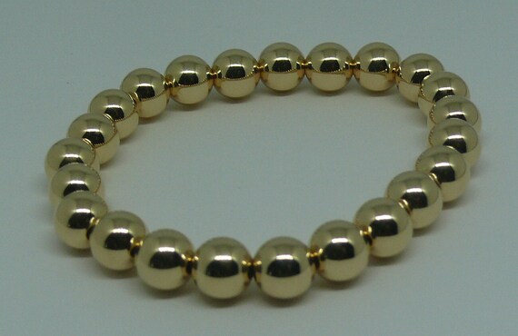 8mm 14k Gold Filled Beaded Bracelet 7" Long