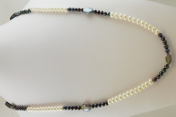 Freshwater Black and White Pearl 5-7mm Necklace 47" Long