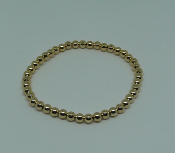4mm 14k Gold Filled Beaded Bracelet 6 1/2" Long