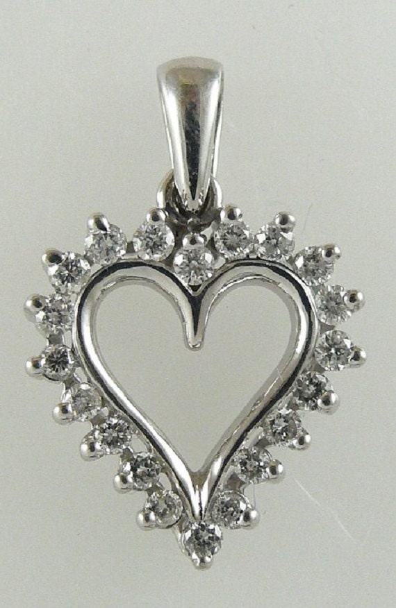 Diamond 0.48ct Heart Pendant 14k White Gold