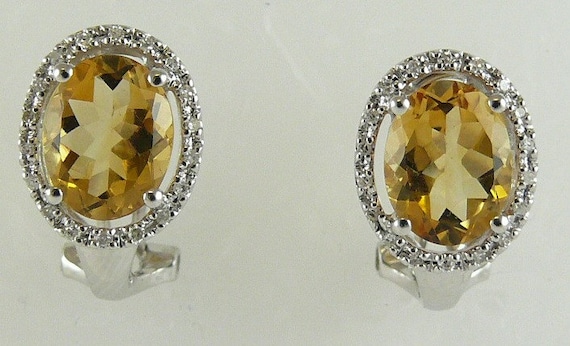 Citrine 3.31ct Earring with Diamonds 0.11ct 18K White Gold