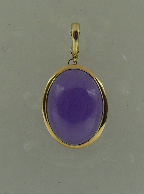 Lavender Jade Pendant 14k Yellow Gold Enhancer