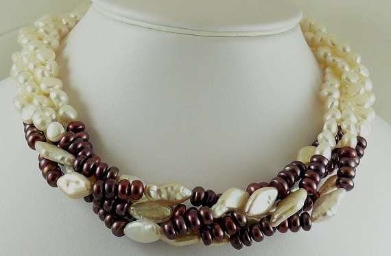 Freshwater Multicolor Pearl Choker Necklace with Sterling Silver Clasp 18"