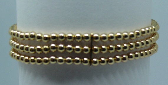 3mm 14k Gold Filled Beaded Triple Strand Bracelet 6.5" Long