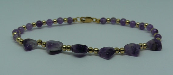 Amethyst Bracelet 14k Yellow Gold Filled Clasp 7 3/4 Inches Long