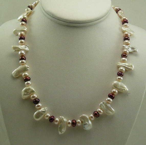 Multi-Color Freshwater Pearl Necklace with 14k White Gold Fish Clasp