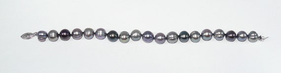 Freshwater Gray & Black Pearl Bracelet 14k White Gold Clasp 7 3/4 Inches Long