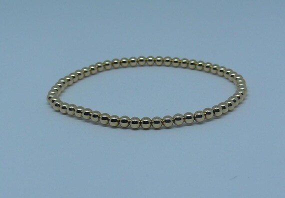 3mm 14k Gold Filled Beaded Bracelet 7 inches Long