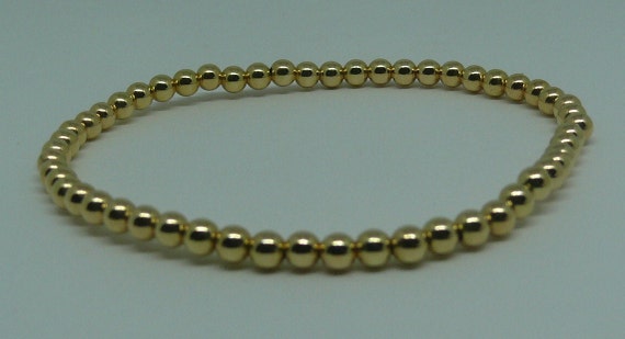 4mm 14k Gold Filled Beaded Bracelet 7 1/2" Long