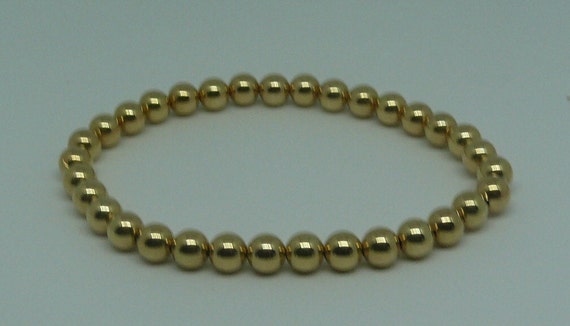 6mm 14k Gold Filled Beaded Bracelet 7 1/2" Long