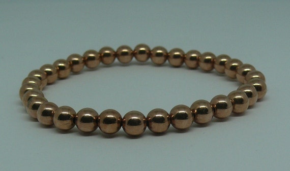 6mm 14k Rose Gold-Filled Beaded Bracelet 7" Long