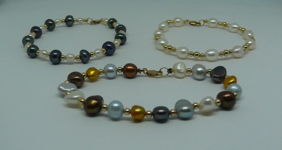 Freshwater Pearl III Bracelet Set with 14k Gold Filled Beads & Clasp