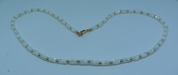 Mother of Pearl Necklace with 14k Gold Filled Beads and Lobster Lock 19"