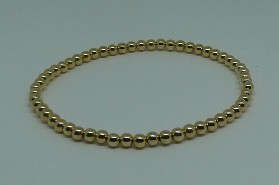 4mm 14k Gold Filled Beaded Bracelet 8" Long