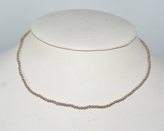 2mm 14k Gold-Filled Beaded Necklace 13 1/2" Long