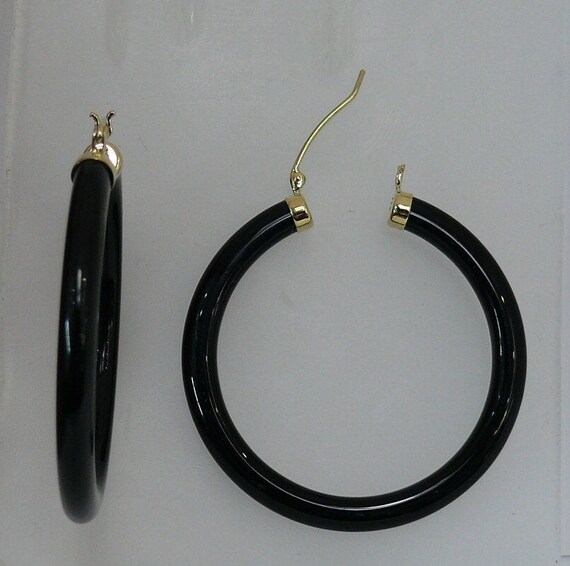 black onyx hoop earrings