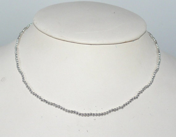 2mm Sterling Silver Beaded Necklace 13 3/4" Long