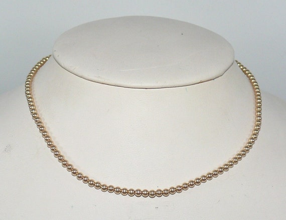 3mm 14k Gold-Filled Beaded Necklace 13 1/2" Long