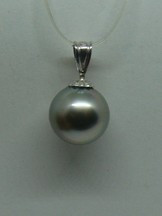 Tahitian 10.4 mm x 10.6 mm Pearl Pendant 14k White Gold