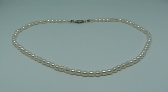 Freshwater White 4mm - 4.5mm Pearl Necklace with 14k White Gold Clasp 15 Inches