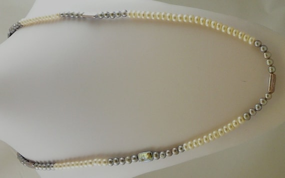 Freshwater White and Gray Pearl 6-8mm Necklace 49"