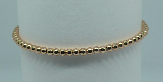 3mm 14k Rose Gold-Filled Beaded Bracelet 7" Long