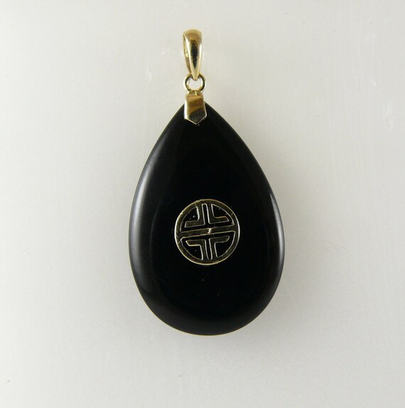 Onyx 17.6 mm x 28.0 mm Black Pendant 14k Yellow Gold