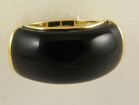 Black 9 mm x 20 mm Onyx Ring With 14k Yellow Gold