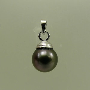 Tahitian Black Pearl 8.6mm Pendant 14k White Gold
