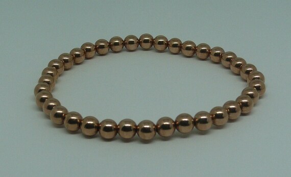 6mm 14k Rose Gold-Filled Beaded Bracelet 8" Long