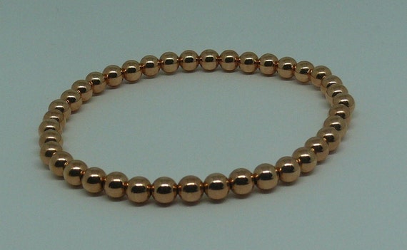 5mm 14k Rose Gold-Filled Beaded Bracelet 7 1/2" Long