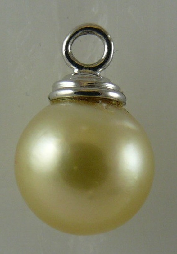 South Sea Golden Round 10.4mm Pearl Pendant 14K White Gold