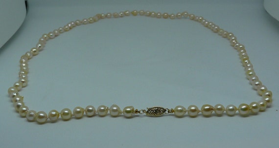 Akoya Baroque 6.0 mm - 6.5 mm Pearl Necklace 14k Yellow Gold Clasp 27" Long