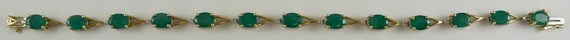 Emerald 9.19ct Bracelet with Diamonds 0.10ct 14k Yellow Gold 7 1/4" Long