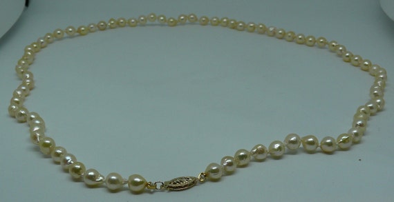 Akoya Baroque 6.0 mm - 6.5 mm Pearl Necklace 14k Yellow Gold Clasp 24.5" Long