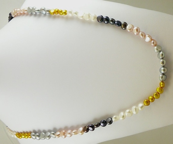 Freshwater Multi Color Pearl Necklace 46" Long
